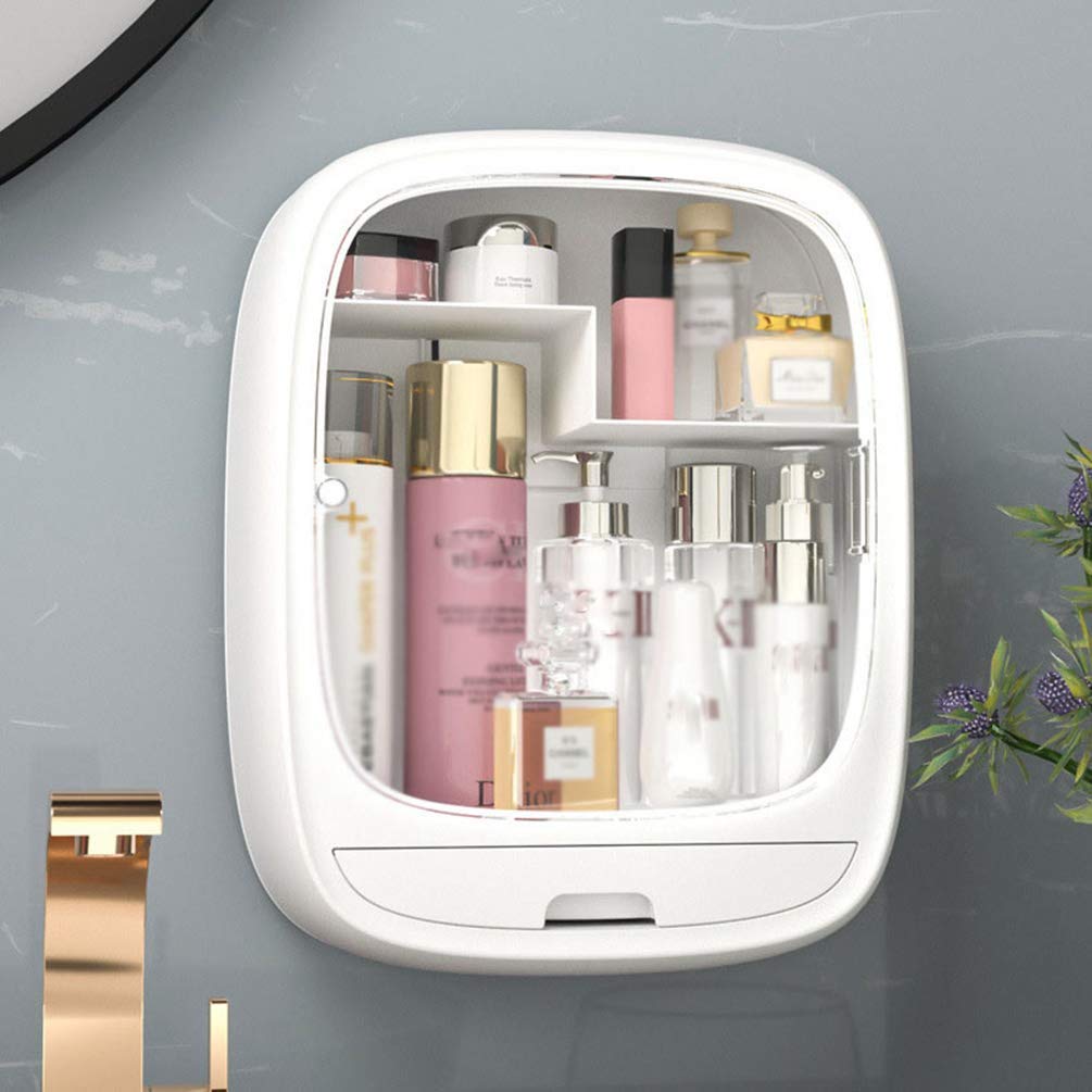 Organizador de cosméticos Rectángulo Caja de Maquillaje Impermeable para Montar en la Pared Sin perforador Caja de Almacenamiento de Escritorio de Gran Volumen multifunción para jo