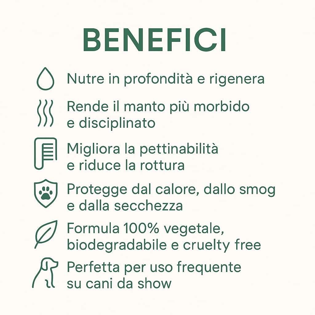 FluidoPet Evolution Maschera Professionale per Cani a Pelo Lungo e Delicato – Trattamento Idratante e Nutriente per Mantelli Secchi e Sfibrati, Ideale per Maltese, Shih Tzu, Levriero Afgano (50ml)