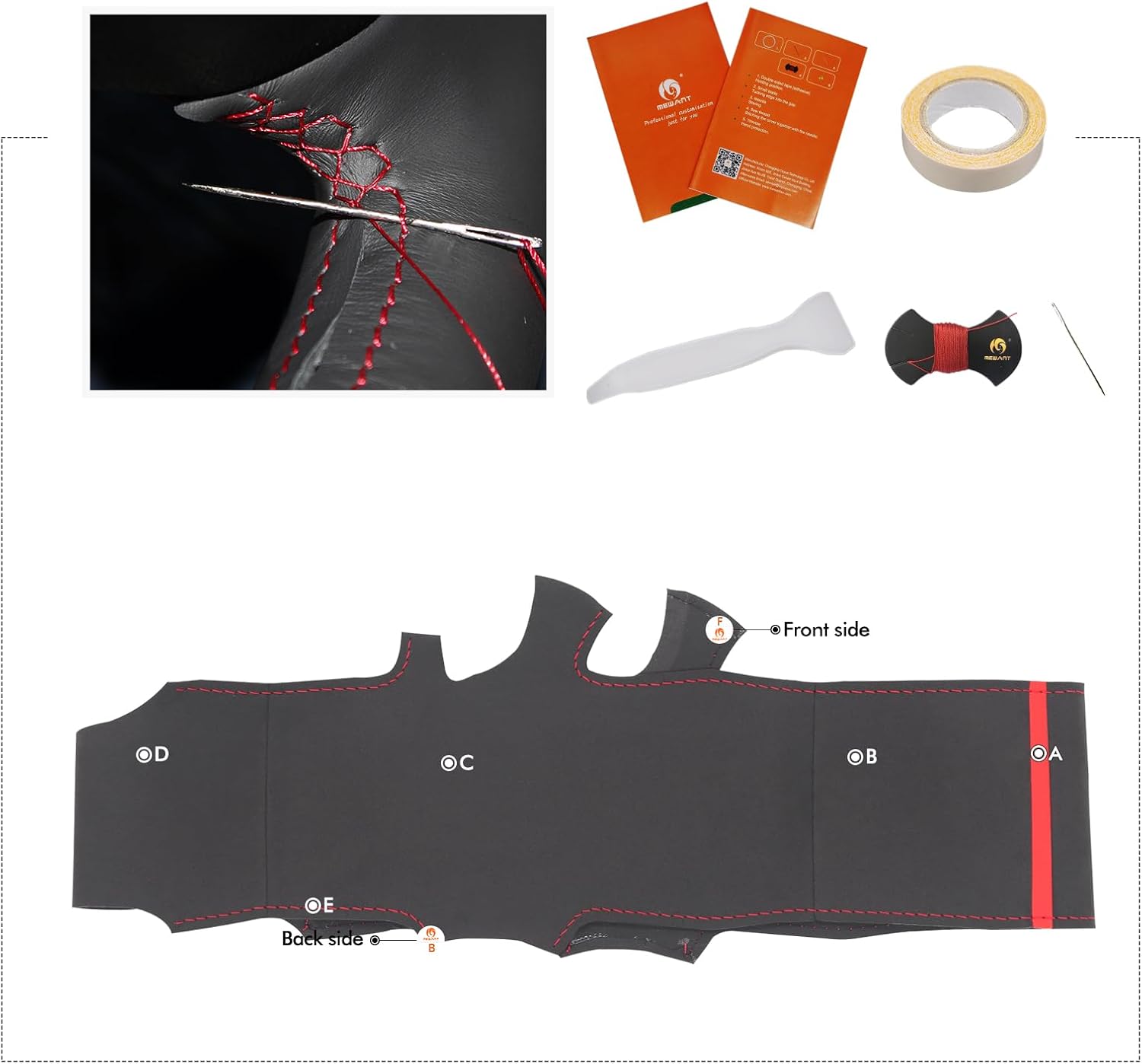 MEWANT for Camaro Steering Wheel Cover 2016-2024 Hand-Stitched for Chevy Camaro Car Steering Wheel Wrap