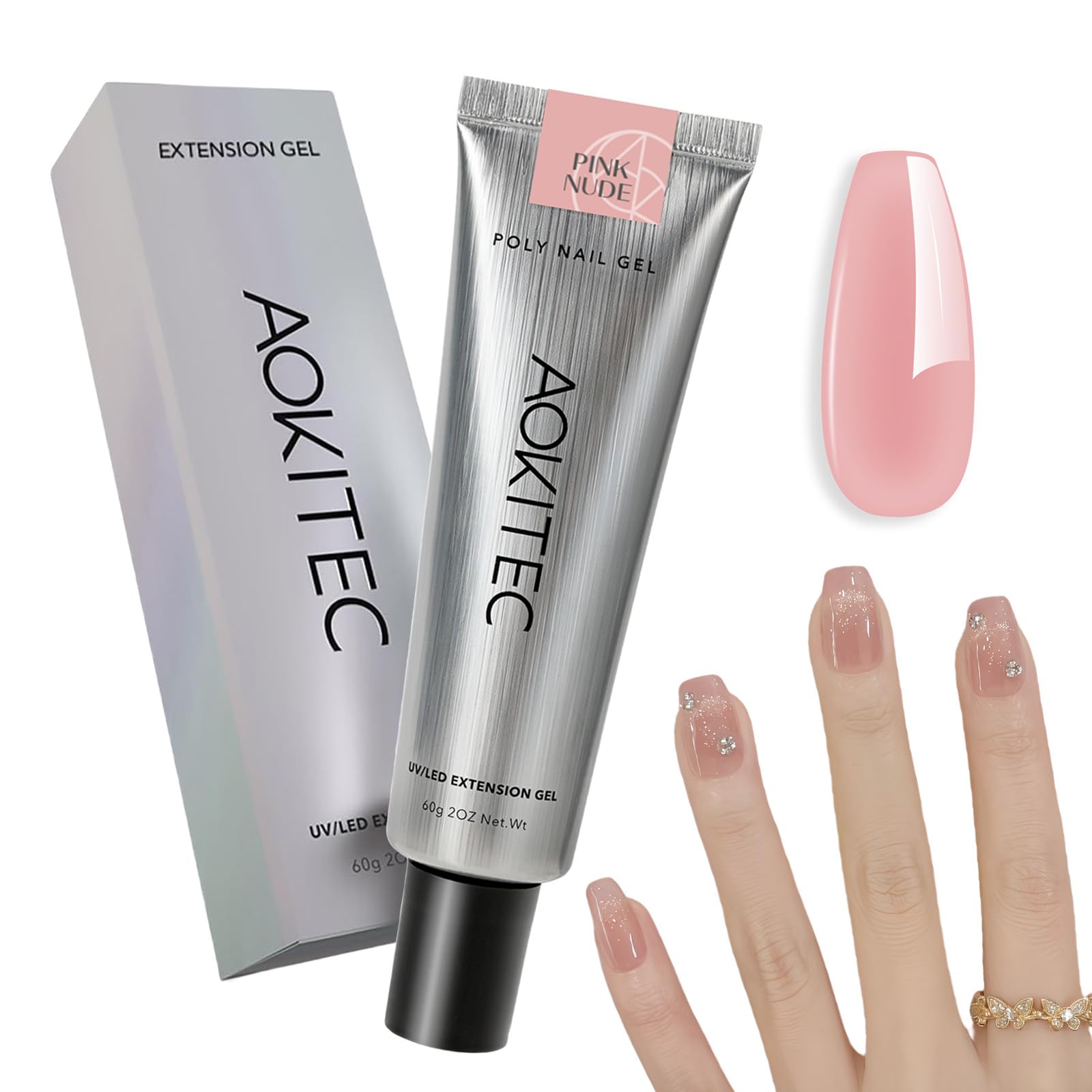 Aokitec HEMA Free Nude Pink Poly Nail Gel