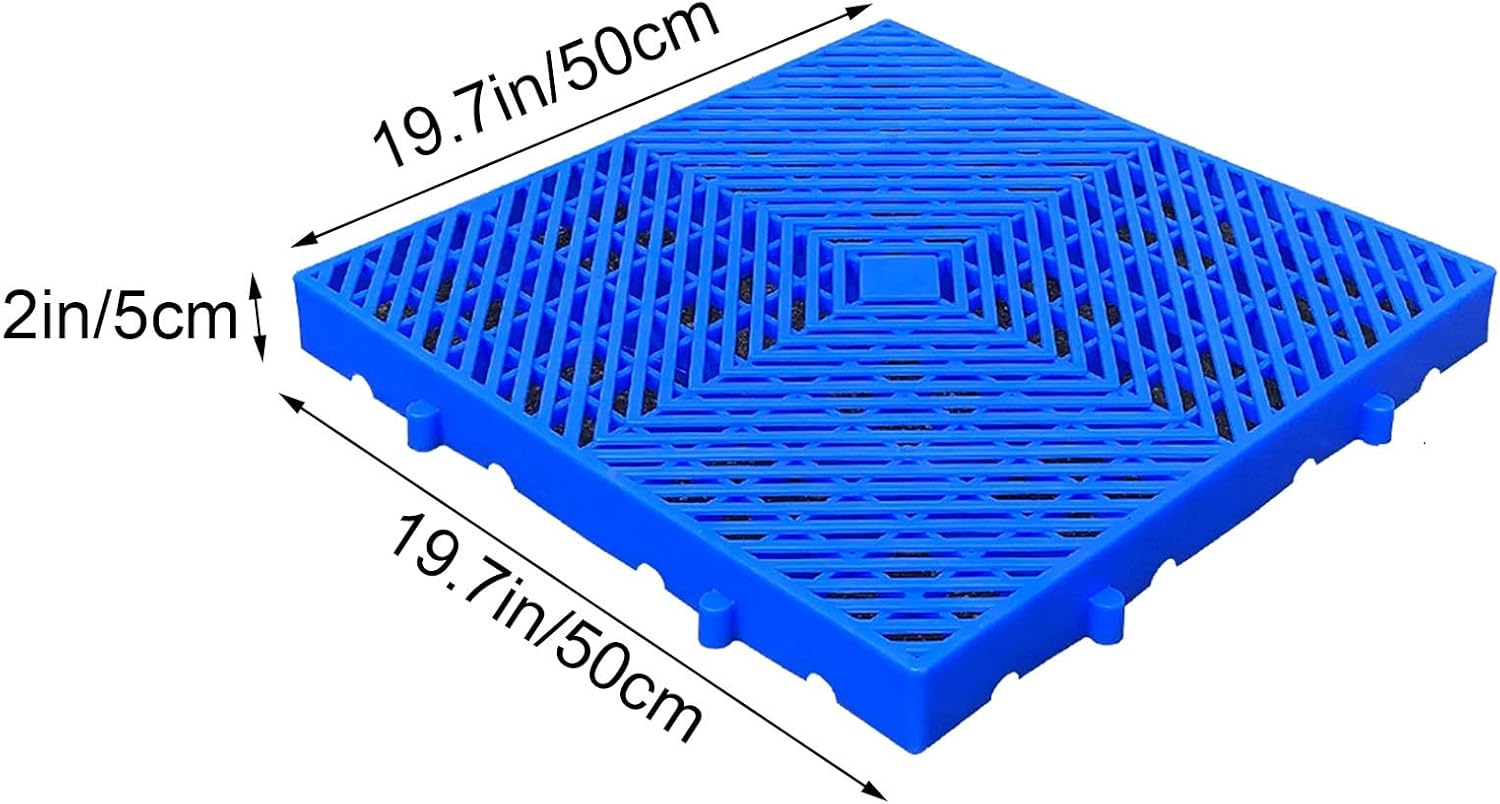 XPLKQXE Basement Storage Plastic Pallet, Breathable Grid Ventilation Polyethylene Pallet, Lightweight Nestable Floor Tray, Breathable Grid Ventilation Pad Board (Color : Blue-19.7x19.7x2in, Size : 1