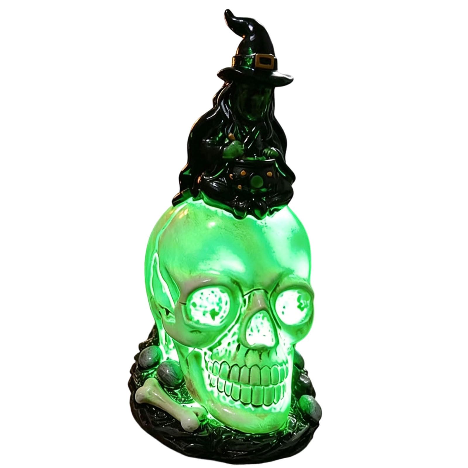 Halloween Party Table Decoration Resin Skull Witch Figurine, Gothic Shelf Accent for Home Displays and Seasonal Layering Halloween Tabletop Decoration Skull Witch Figurine Shelf Accent Gothic Resin