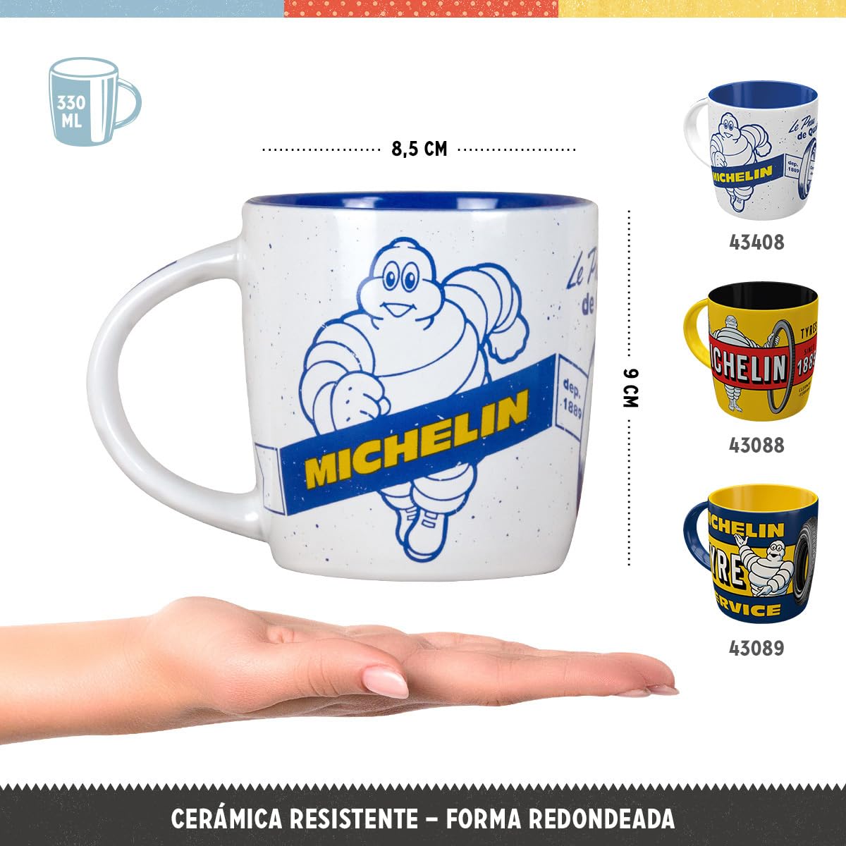 Nostalgic-Art Taza de café retro (Set de 3), 330 ml, Michelin Set 3