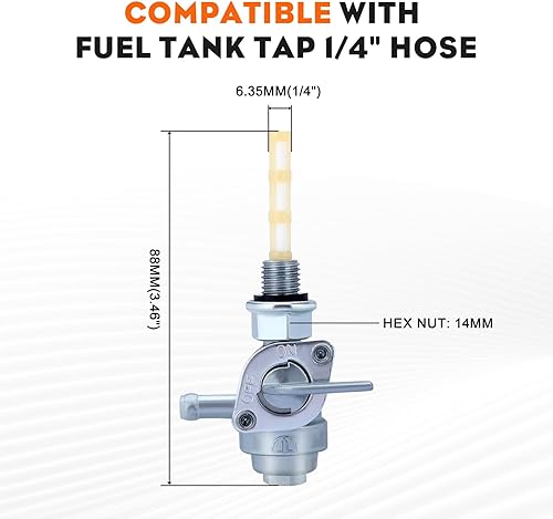 Miniatura 7 de HIPA Paquete de 2 válvulas de cierre de combustible de 90 grados 28-1783-V Petcock 2-3KW para motor generador tanque de combustible grifo manguera