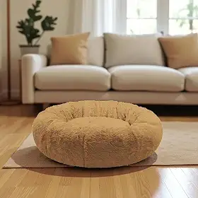 Caminha Nuvem CAMA Pet Redonda PELUCIA Para Cachorros E Gatos CASINHA DONUT TODA ACOLCHOADA FUNDO ANTIDERRAPANTE Tamanho CASA CASINHA NINHO QUALIDADE PREMIUM G 60CM (TOFFEE)
