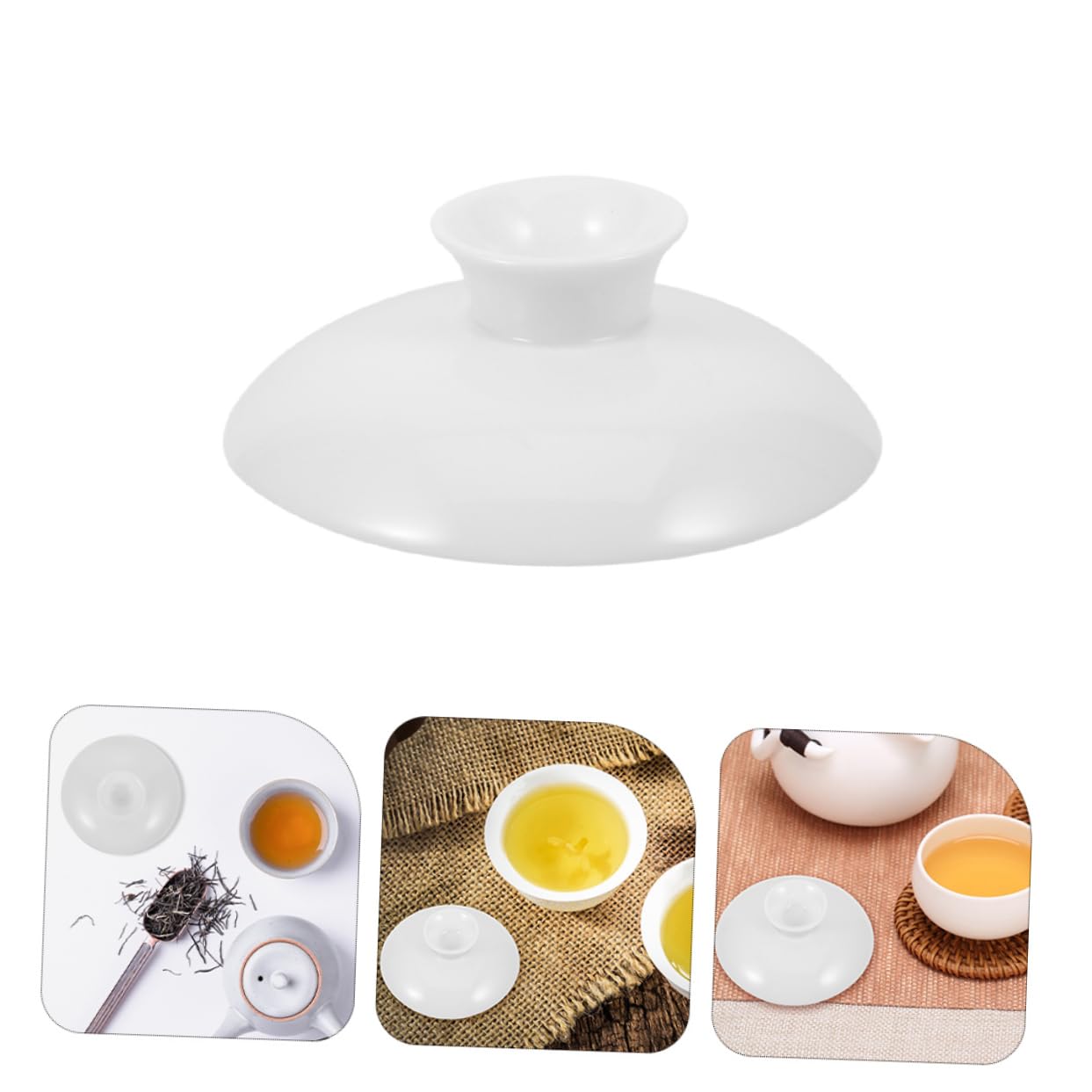 SMASOLO Tapa de Taza de Cerámica para Té Azul y 7 Cm, Cubierta Resistente al Calor, Accesorio para Teteras y Cuencos, Adecuado para Hogar y Oficina, Tapa Repuesto Elegante y Funcional