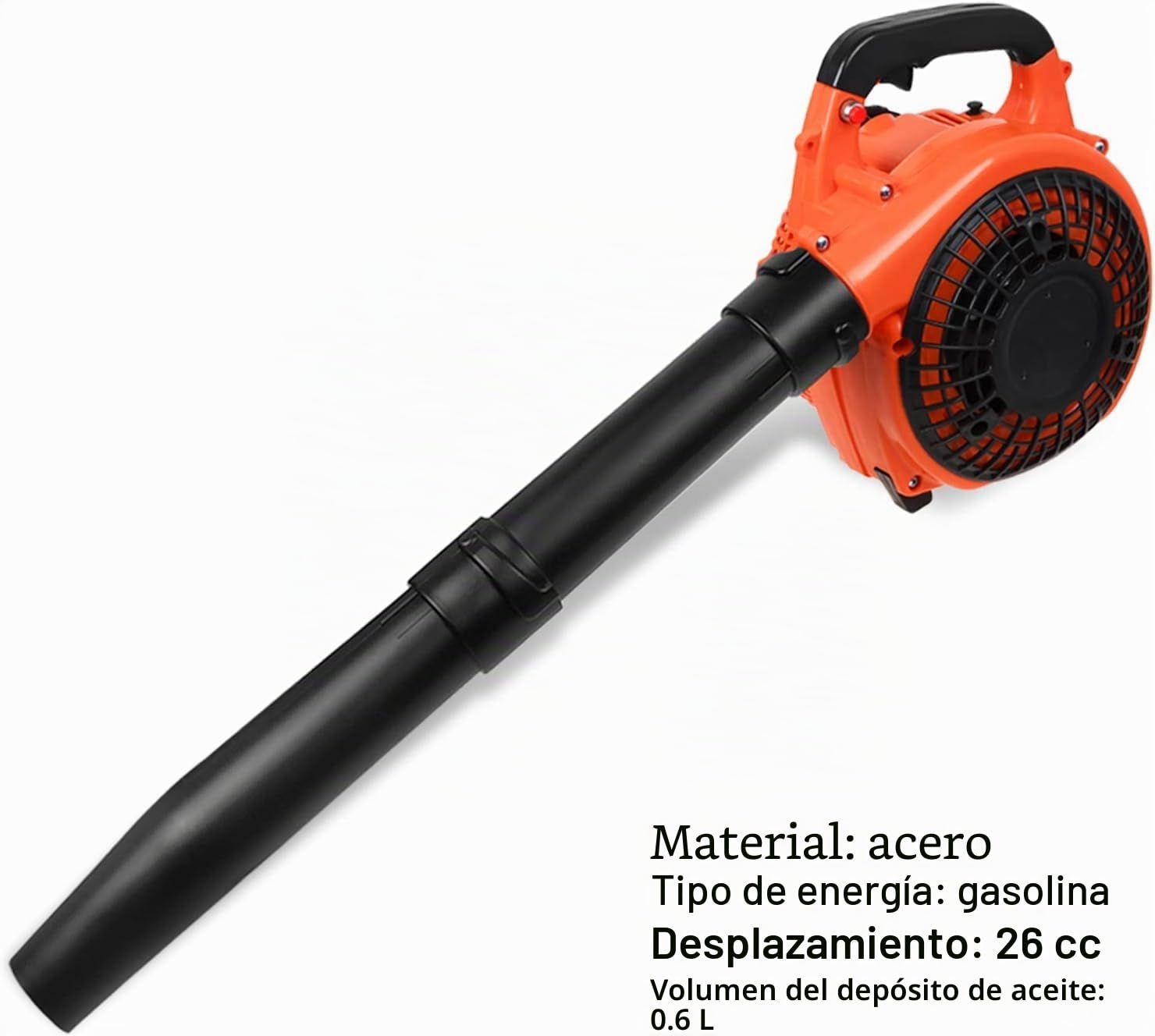 Soplador de hojas de gasolina de 26 cc, diseño de mano de 2 tiempos y correa de hombro ajustable con 2 tubos de extensión, alta potencia para limpiar hojas pesadas, desechos de jardín, polvo y nieve