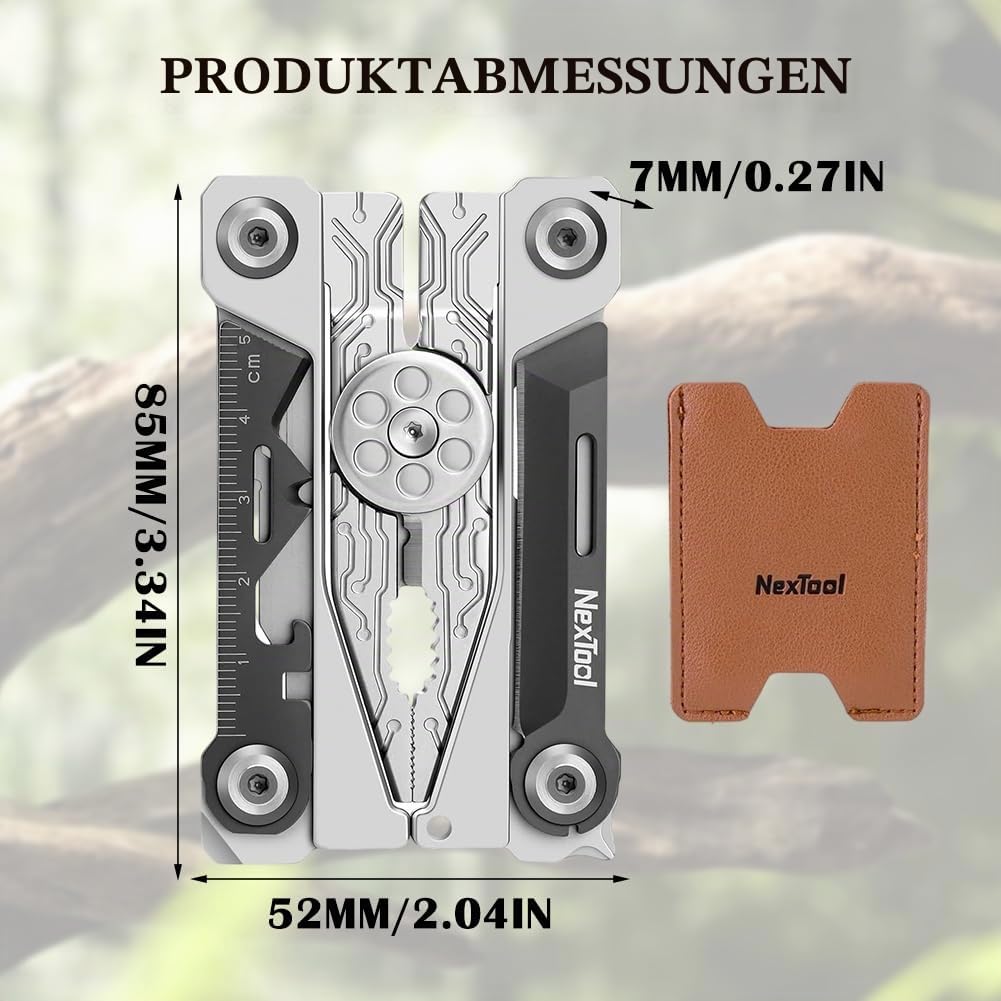 20 in 1 Faltbares Multitool Kreditkarte Edelstahl Werkzeugkarte mit Zange,Messer,Flaschenöffner Kompaktes EDC Zubehör für Männer,Outdoor,Reise & Überleben