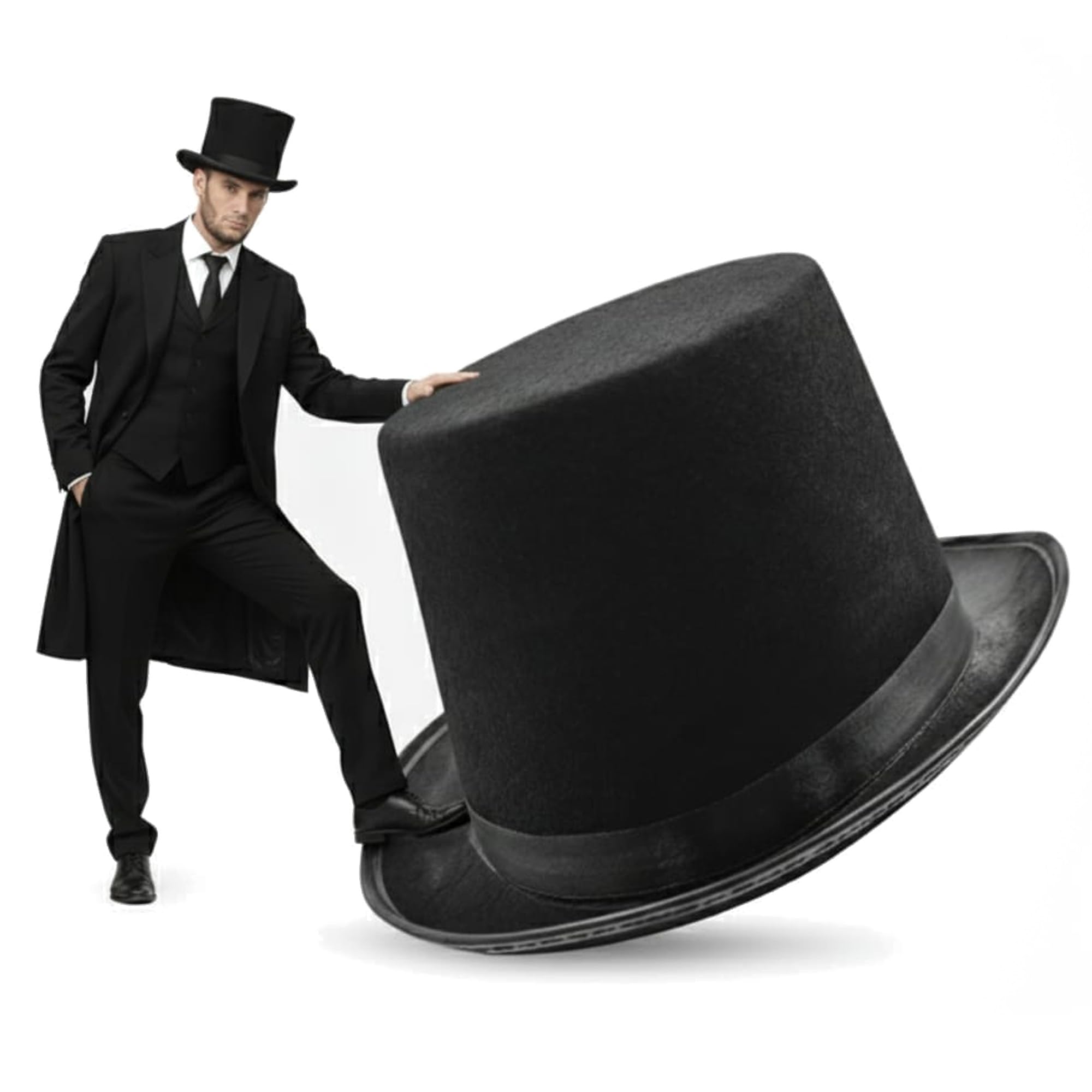 Tall Top Hat Costume Men Women Party Top Hats Adults Formal Magician Hats Halloween One Size Fits All