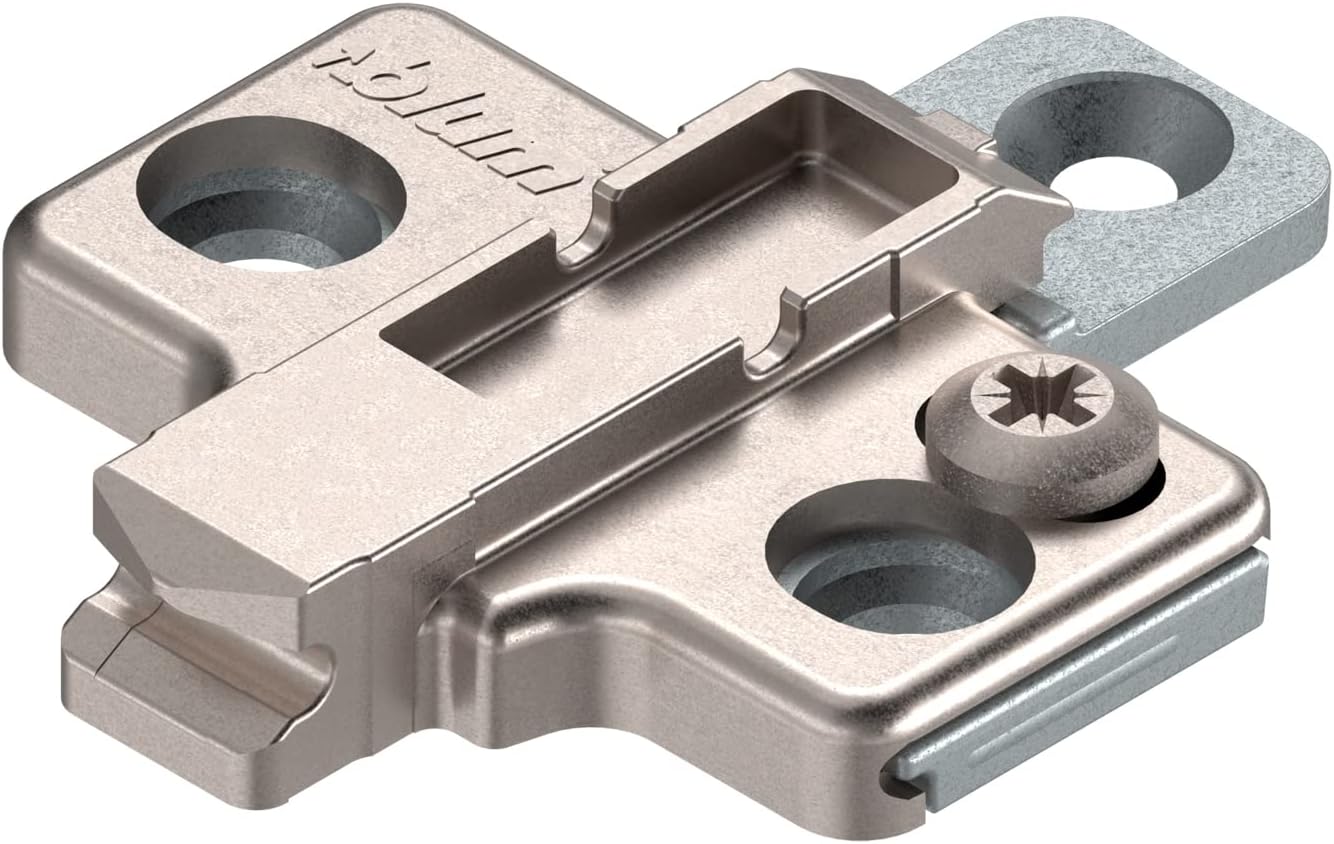 Blum175H9100 Nickel Cabinet Hinge Accessories CLIP Top Two Piece Wing Mounting Plate with Wood and Metal Screws and Zero Clearance
