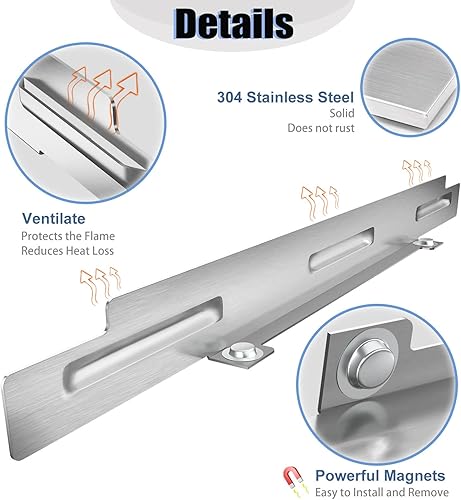 Miniatura 4 de Protectores de viento para parrilla Blackstone de 36 pulgadas, protector de viento magnético de acero inoxidable, accesorios de plancha, compatible
