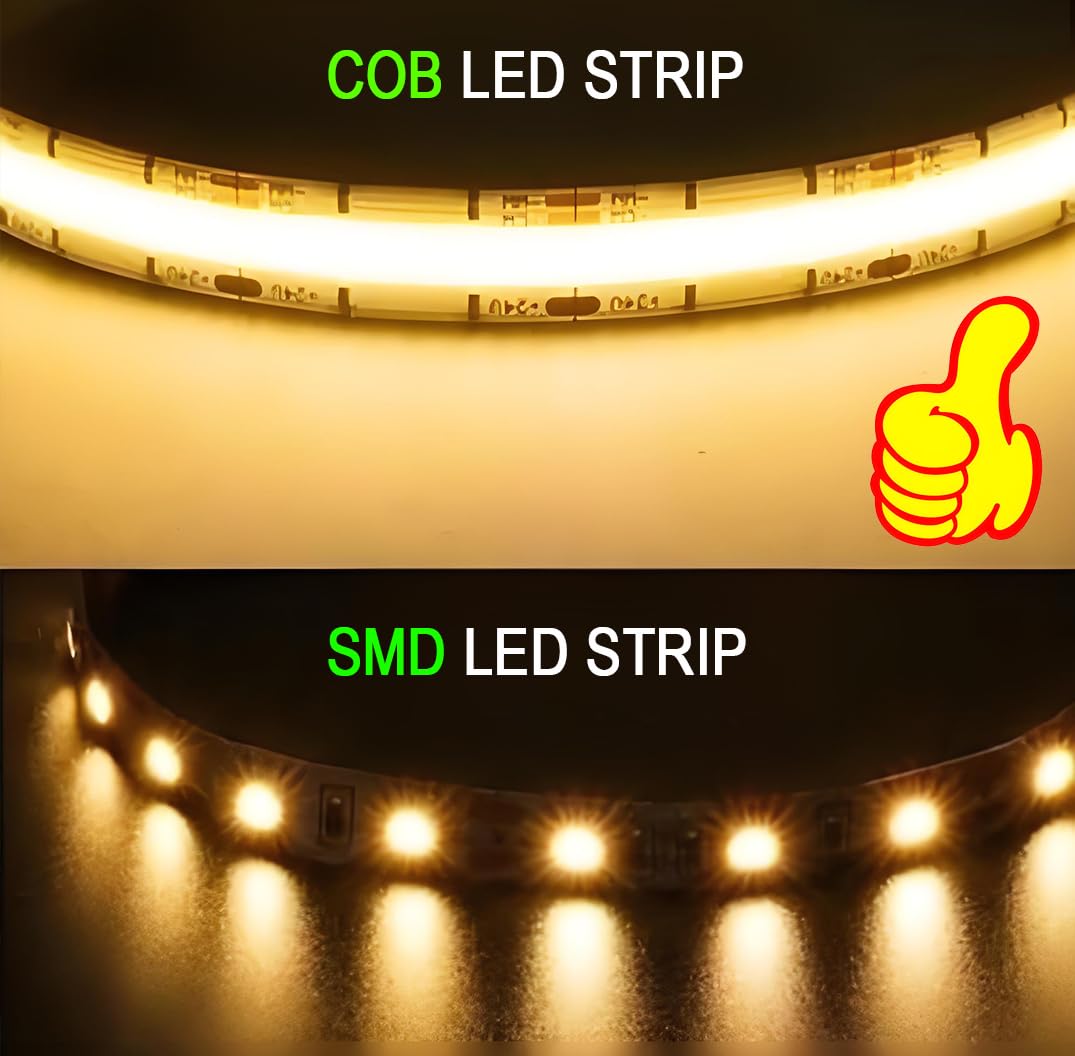 Bande LED COB RGBTW 5 m, RVB + CCT Température de couleur réglable 2700 K - 6500 K, 24 V - Bande lumineuse à changement de couleur pour décoration DIY - Largeur : 12 mm - Avec télécommande et bloc