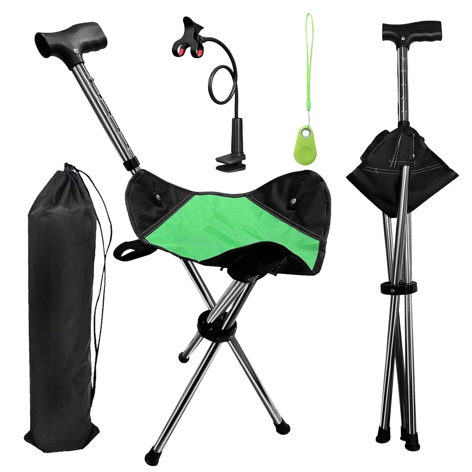 86-98 cm Gehstock mit Sitz Klappbarer Gehstock mit Verstellbarer Sitzstock