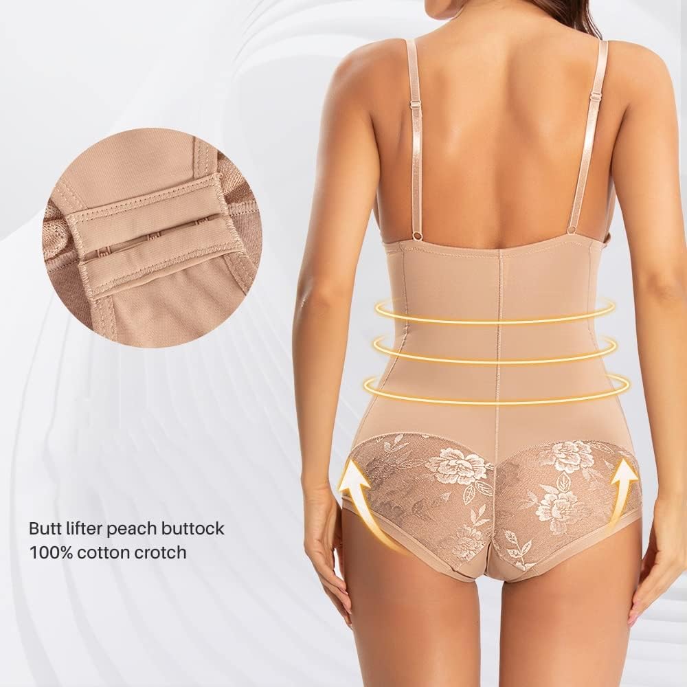 Koronkowe krawędzie Shapewear Body wyszczuplające talię Push up Butt Lifter Shaper Gorset wyszczuplający Majtki z szelkami