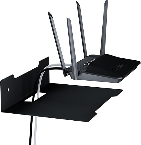 Miniatura 8 de Estante Flotante de Metal para Montaje en Pared, Estante para Caja de Cable de TV, Apple Roku, Barra de Sonido, Barra de Sonido, Cámara, Exhibición