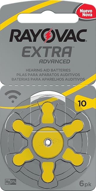 Pilha, Rayovac, 10Aux-6Xebra, Amarela, Tamanho 10, Pacote de 6 unidades