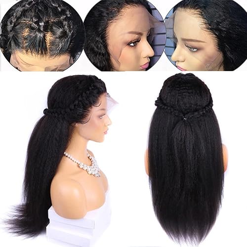 Miniatura 6 de Maxine Pelucas de cabello humano virgen brasileño lacio de 26 pulgadas con encaje frontal, prearrancado de 13x4, peluca de cabello humano lacio tipo