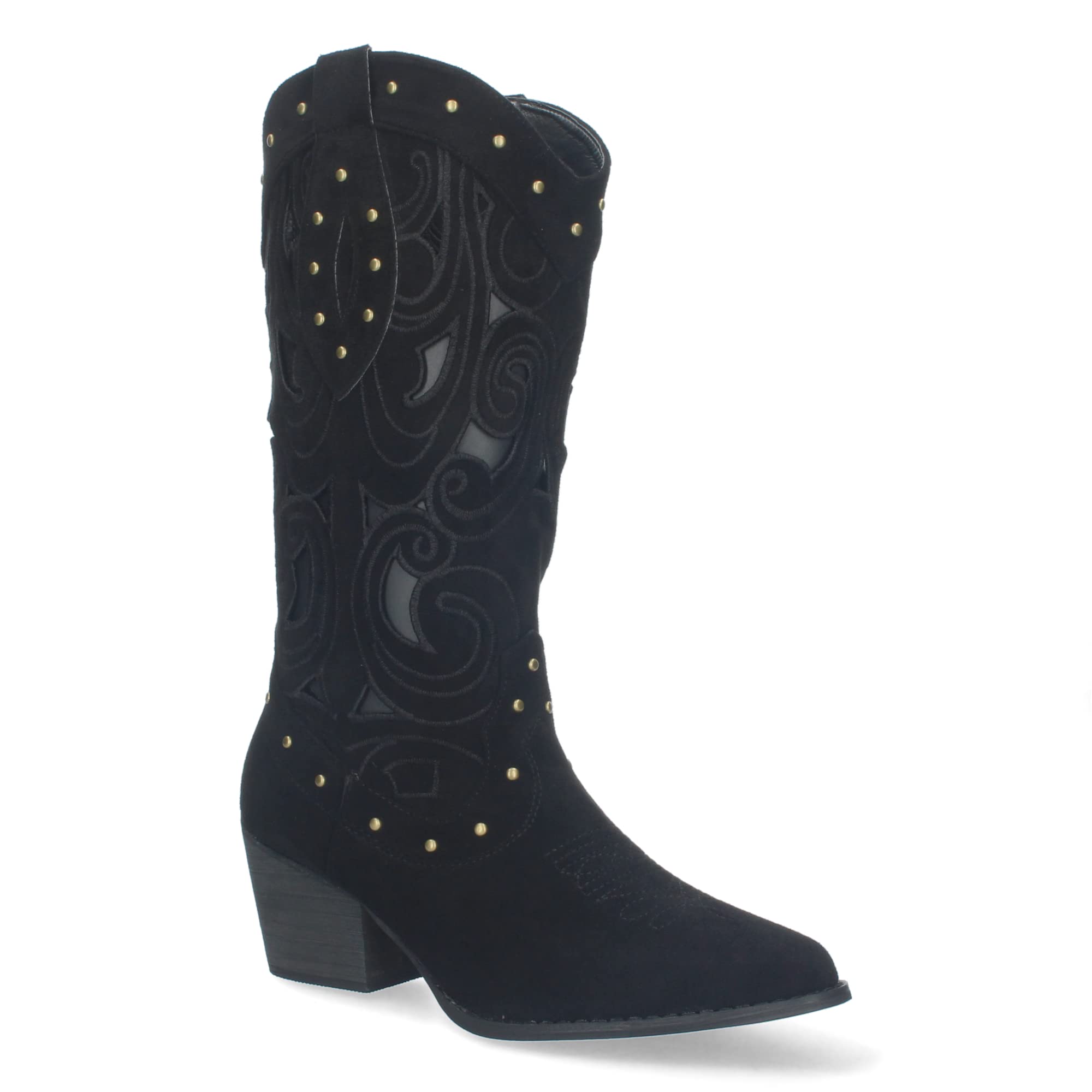 shoes&blues.es Bota de Tacon para Mujer, Comoda, con Calados y Tachuelas en la Cana, Cierre de Cremallera, Primavera Verano 2023