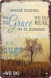 Vintage Metal Tin Signs In This House We Do Second Chances We Do Grace We Do Real Rustic Country Farmhouse Chic Bathroom Metal Sign Shabby Wall Decor For Home Bathroom Bedroom Wall Decor 6x8 inch