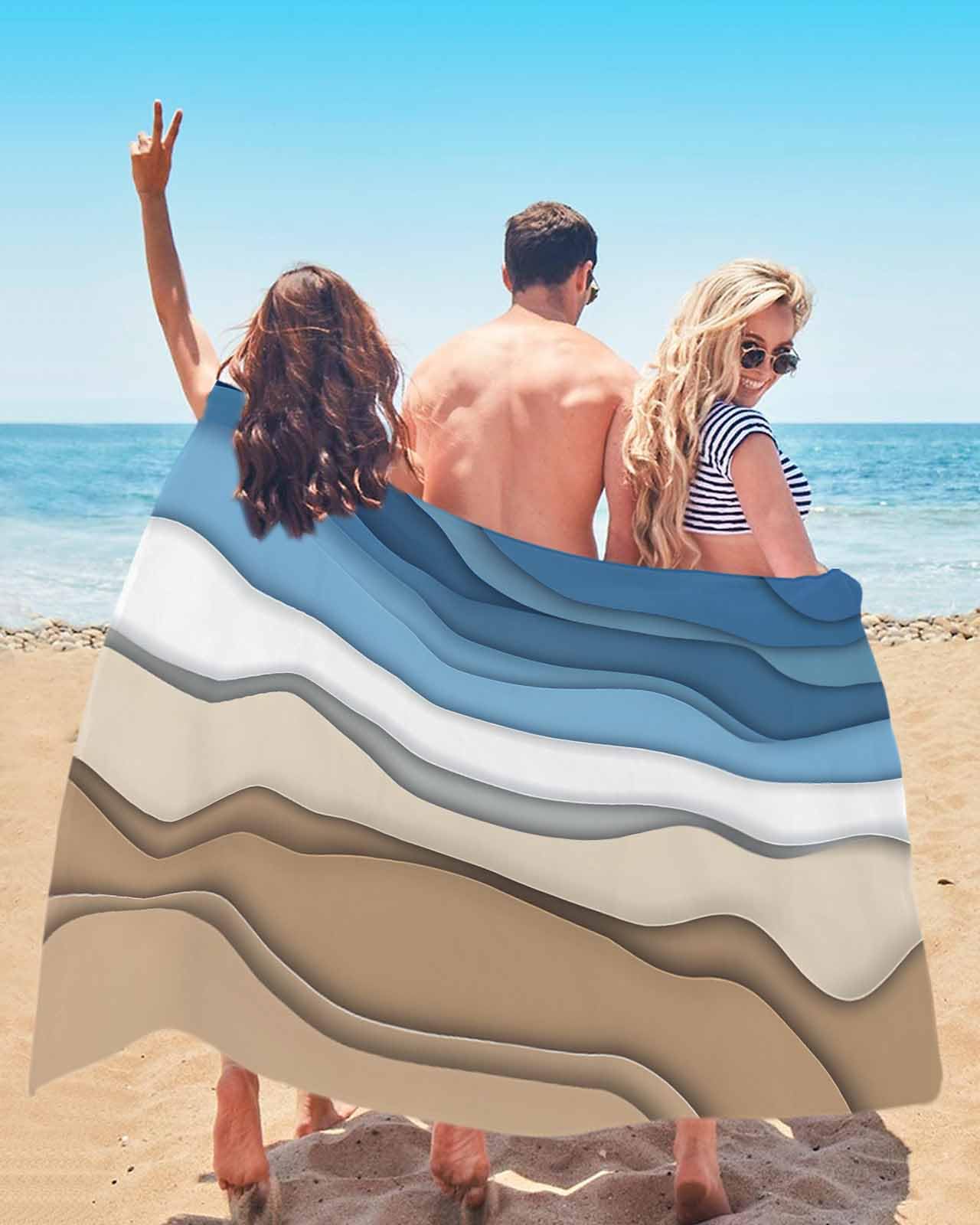 Amazon.com: Beach Towels Blue Brown Gradient Pool Towels Abstract