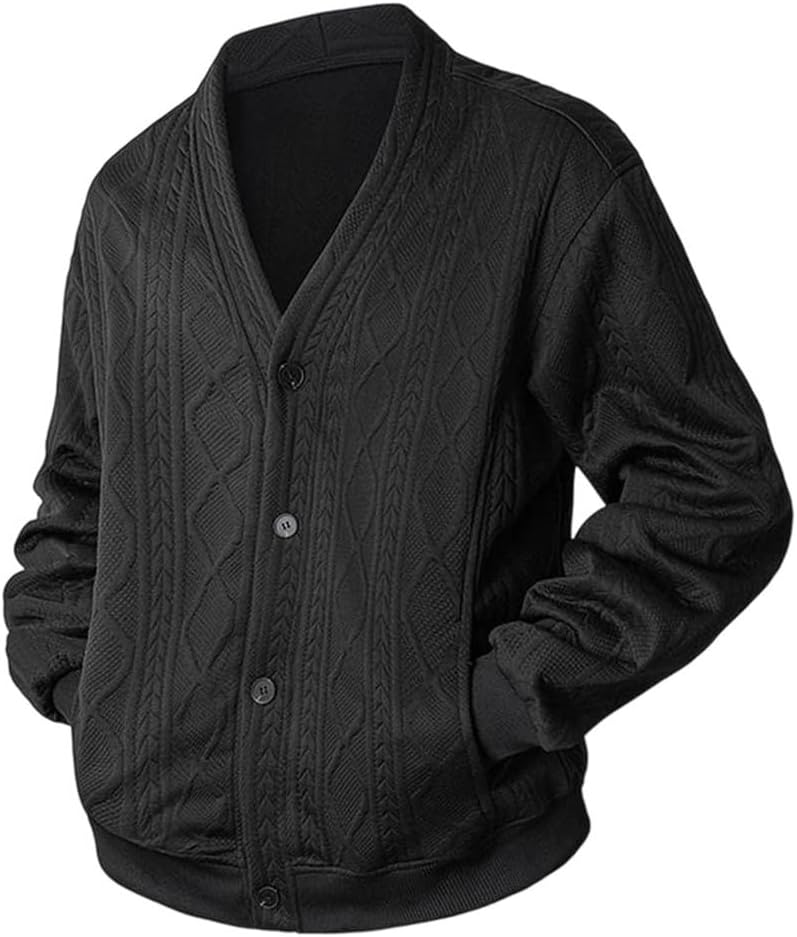Men's Casual Knit Cardigan V Neck Long Sleeve Knitted Cardigan Sweater