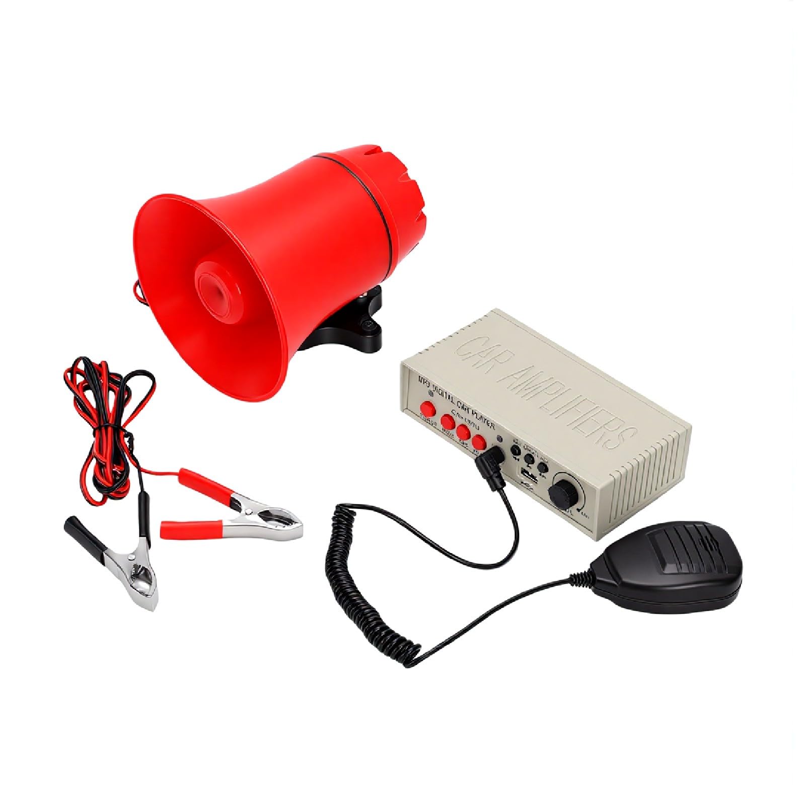 Fockety Alarm Samochodowy 12V 130dB, Głośnik PA 25W, MP3, for Pojazd