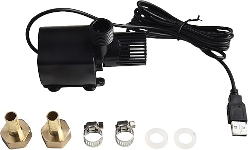 FABULETTA Mini bomba de agua sumergible USB 500LH 4W con cable de 4.9 ft para acuario, fuente de mesa, camping interior y jardín acuático