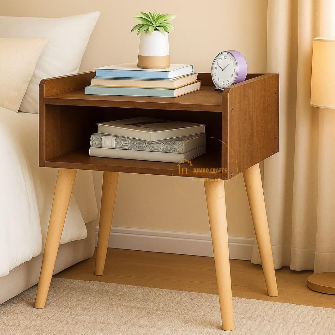 JUMBO CRAFTS Mainstays Classic Nightstand with Open Storage Shelf and Natural Wooden Legs, Espresso Finish, Modern Wooden End Table, Durable Engineered Wood Coffee Table, Easy Assembly - Brown-image-35