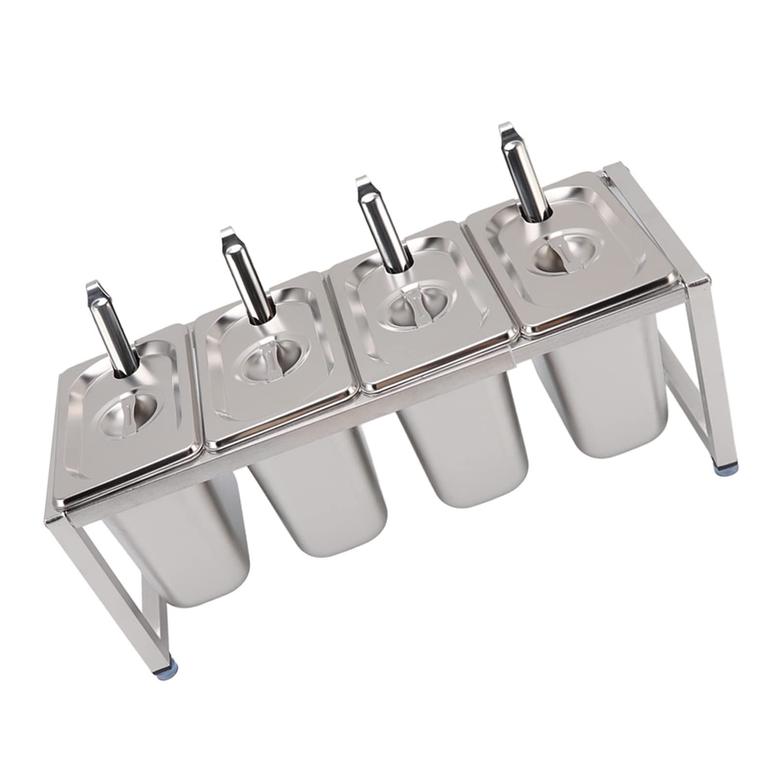 KIMISS Estante de Acero inoxidable: Soluciones de Almacenamiento de Cocina con Soporte para Condimentos con Acabado de Espejo Pulido, Diseño Apto para Uso Alimentario (Caja de 4 piezas)