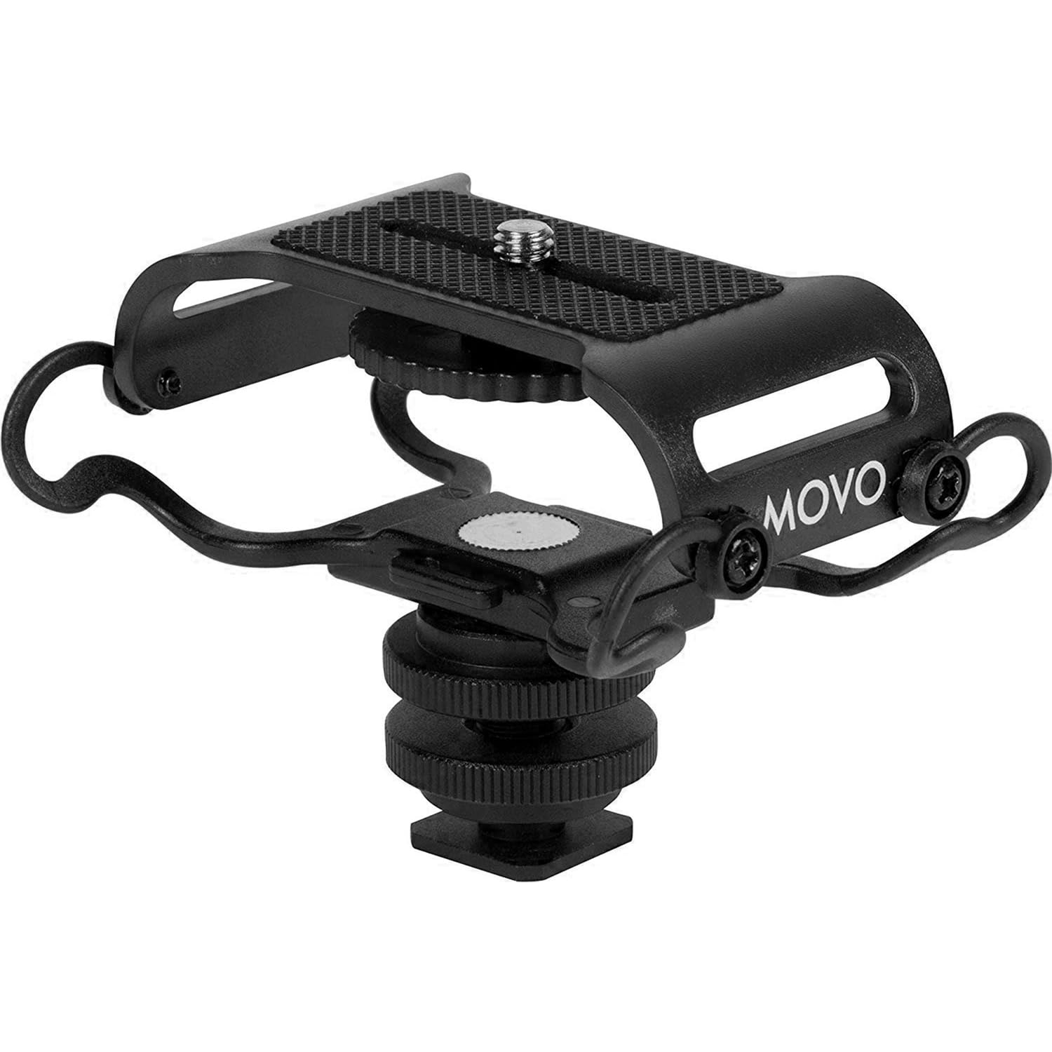 Movo SMM5-B Universal Microphone and Portable Recorder Shock Mount - Fits the Zoom H1n, H2n, H4n, H5, H6, Tascam DR-40x, DR-05x, DR-07x and others with a 1/4" Mounting Screw (Black)