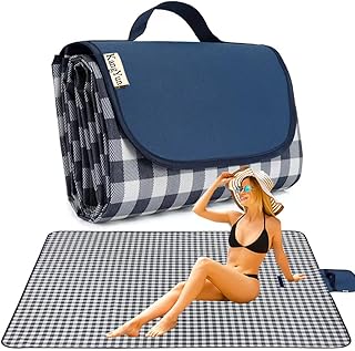 Beach Blanket Outdoor Picnic Blanket Mat 80"x60" Extra Large Waterproof Sand Proof Camping Blanket Lightweight Folding Por...