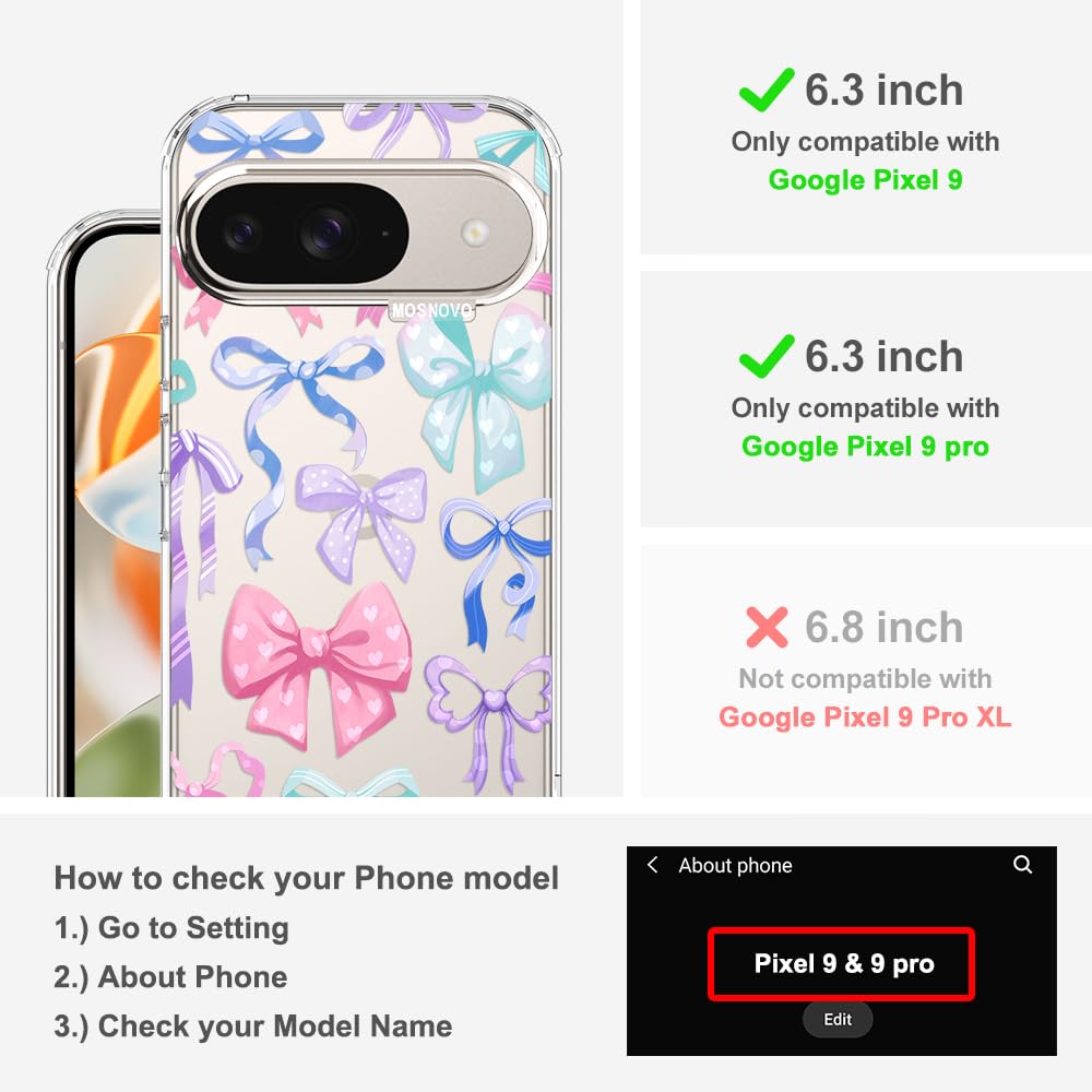 MOSNOVO Case for Google Pixel 10 & Pixel 10 Pro, [Buffertech 6.6ft Military-Grade Drop Protection] [Anti Peel Off Tech] Clear TPU Bumper Phone Case Cover Design - Cute Cherry — view 677