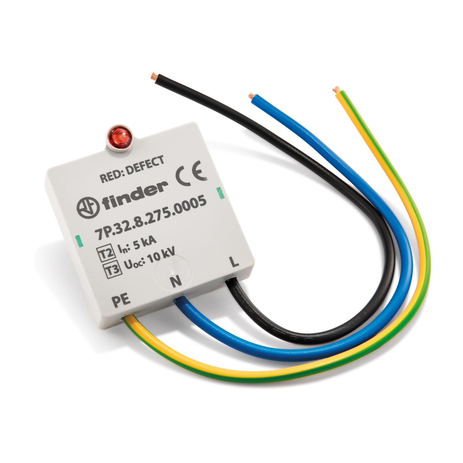 Finder Scaricatore di Sovratensione 7P.32 Tipo 3, per sistemi TT e TN-S, monofase, installazione ad incasso e su barra DIN