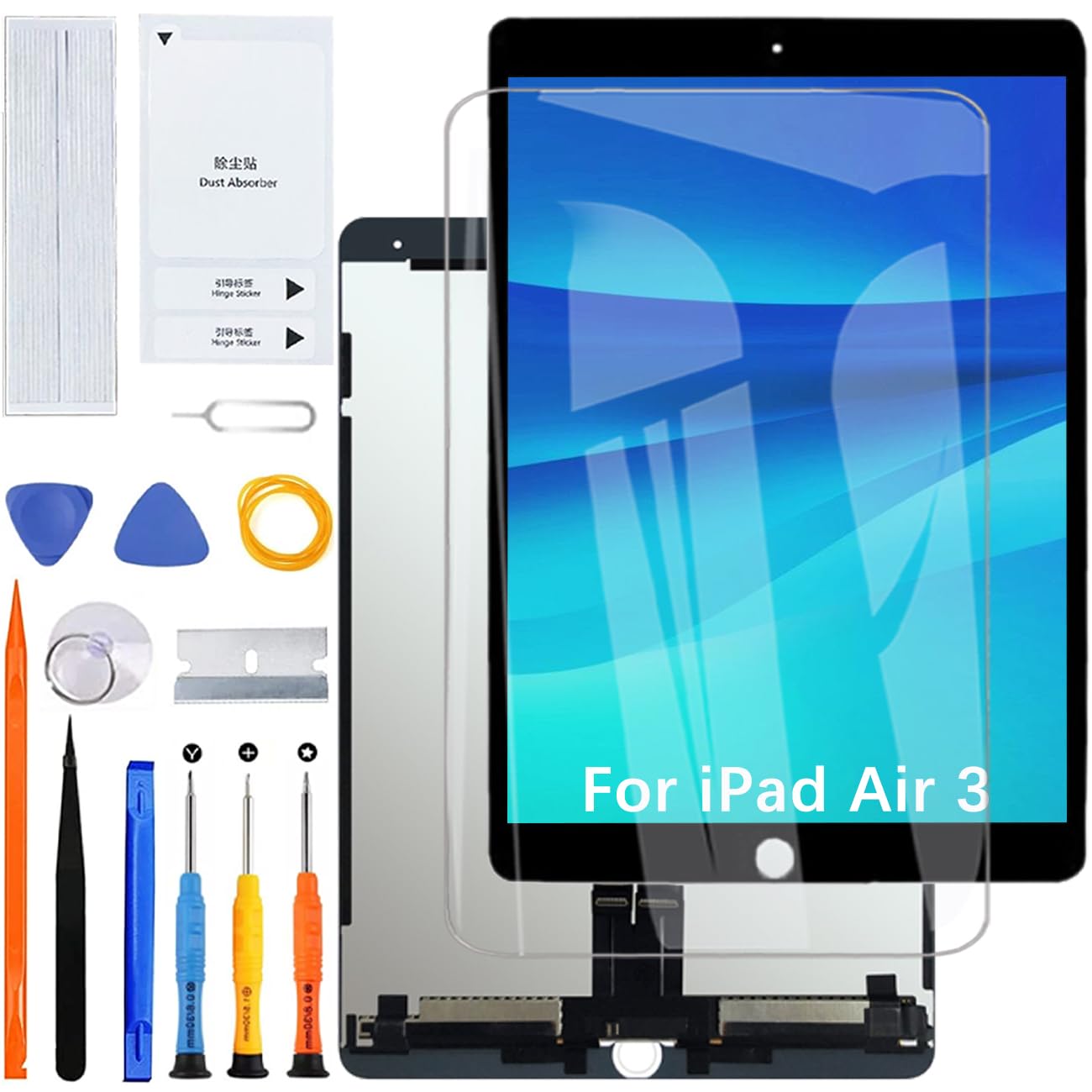 Écran pour iPad Air 3 2019 A2153 A2123 A2154 A2152 Noir | avec Kit de réparation，IPS LCD，Affichage HD，Remplacement d'écran