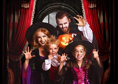 Miniatura 4 de Fondo de Halloween de 7 x 5 pies, fondo rojo para fotos de Halloween, fondo de casa embrujada, decoración de fiesta de Halloween, cartel F82