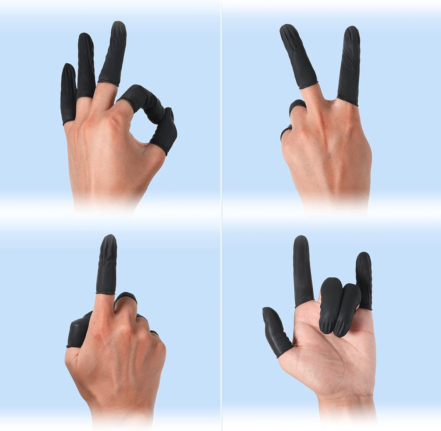 DISHIVA Anti-Static ESD Latex Finger Cots, Black, Pack of 50 Pcs 2