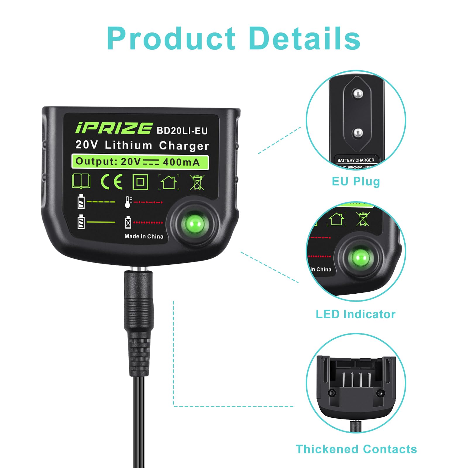 Chargeur Lithium 18 V / 20 V Compatible pour Black&Decker Batterie BL2018 BL2018-XJ LBXR20 LBXR20-OPE LB20 LBX20 LBX4020 BL1514 BL1518 LBXR16 LB2X4020