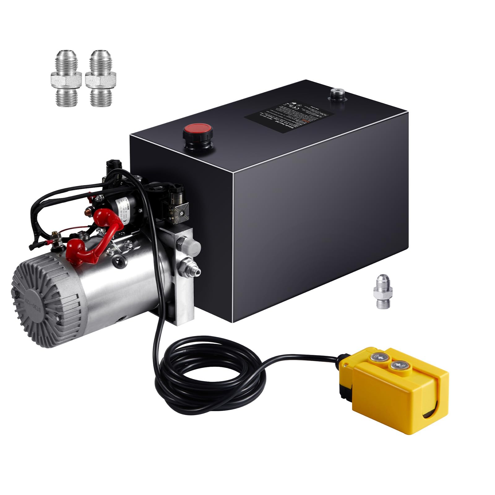Happybuy 15 Quart Hydraulic Pump - 0.91 GPM Flow, 3200 PSI, DC 12V for Trailer & Car