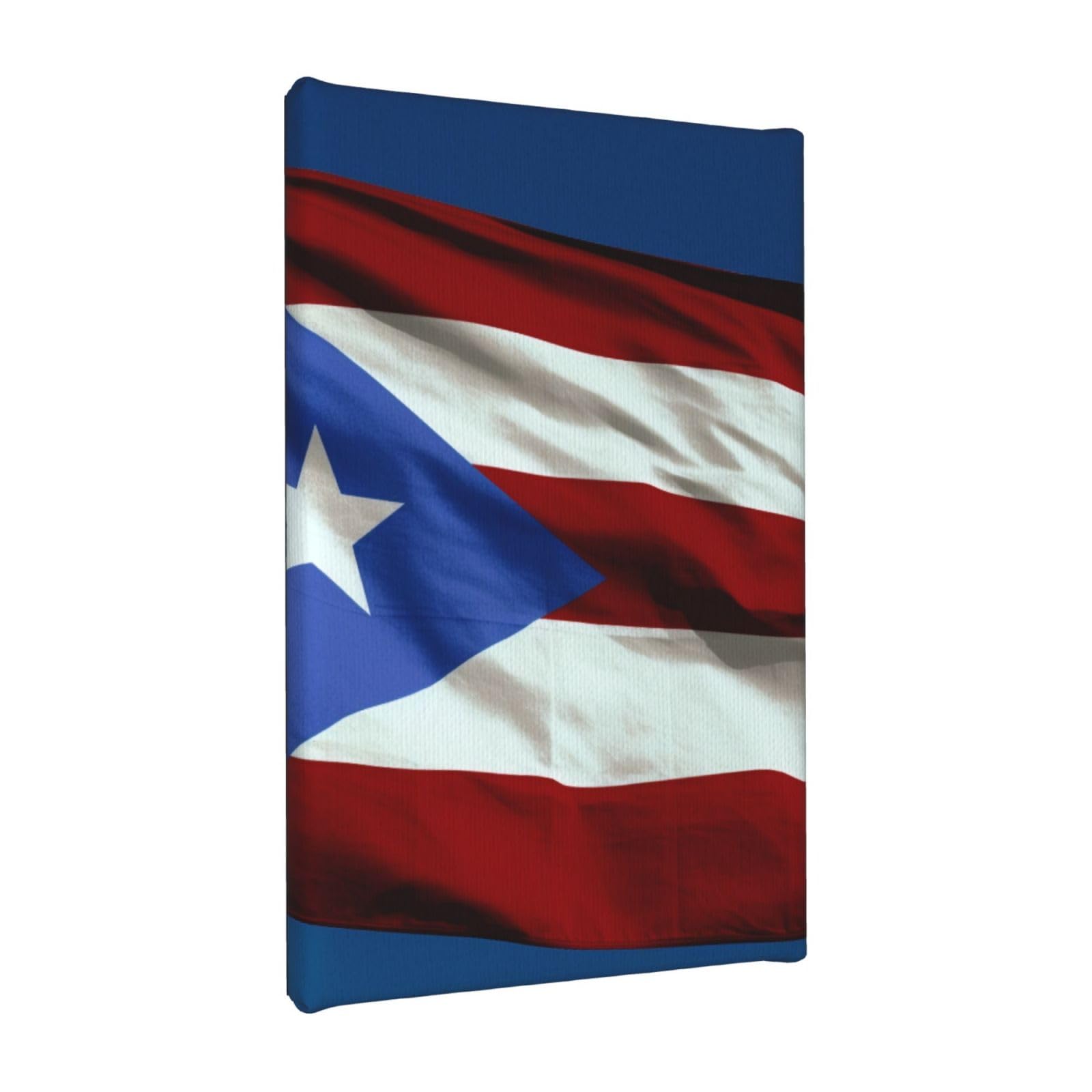 Ykljg Puerto Rico Flag Printed Wall Art Canvas Painting 20X30 Cm Wooden Framed Picture Painting Artwork Prints For Bedroom Kitchen Home Office Decor