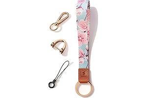 Wristlet Lanyard Strap for Keys - Japanese Style Cherry Blossom Keychain