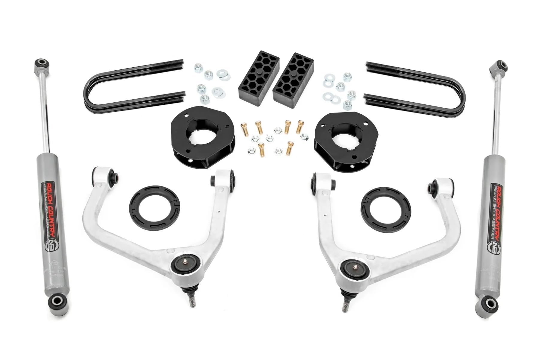 Rough Country 3.5" Suspension Lift Kit for Chevy Silverado 1500 (2025-2026) - Aluminum Control Arms, Strut Spacers with Rear N3 Shocks