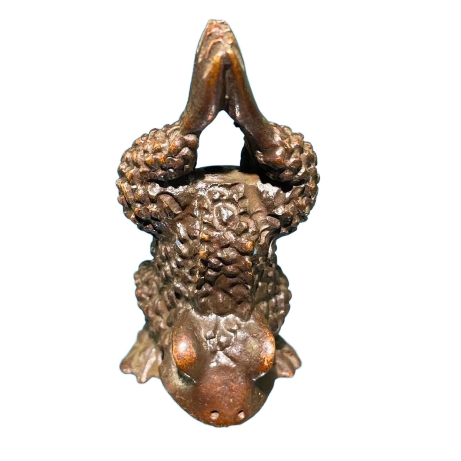 NGDFGR Brass Funny Inverted Frog Model Miniature Figurines,Animals Toad Statue Sculpture Desktop Ornament Home Bonsai Landscaping Sand Table Car Decor Accessories Study Paperwei