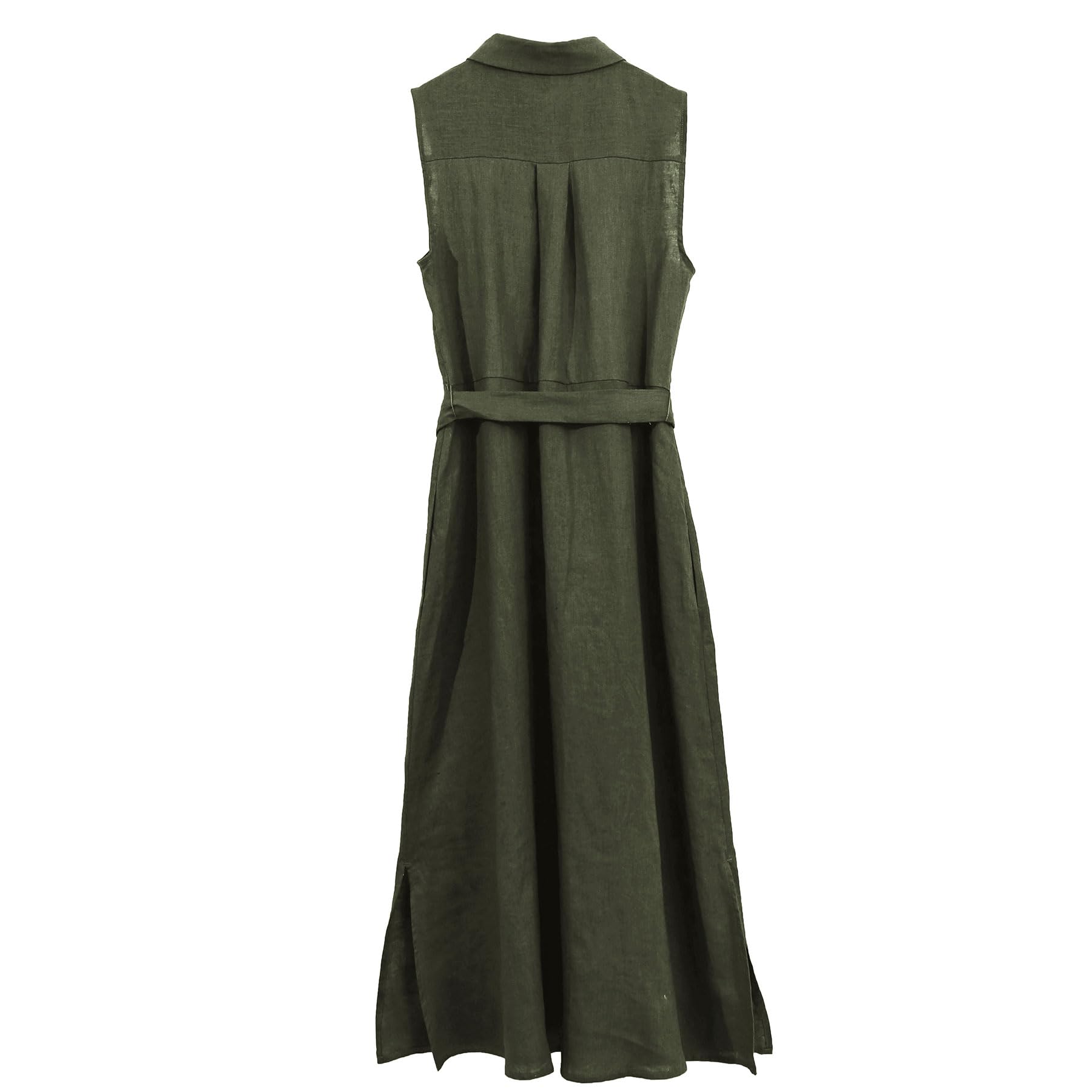 Amazhiyu Abito estivo da donna, in lino, lungo, con tasche