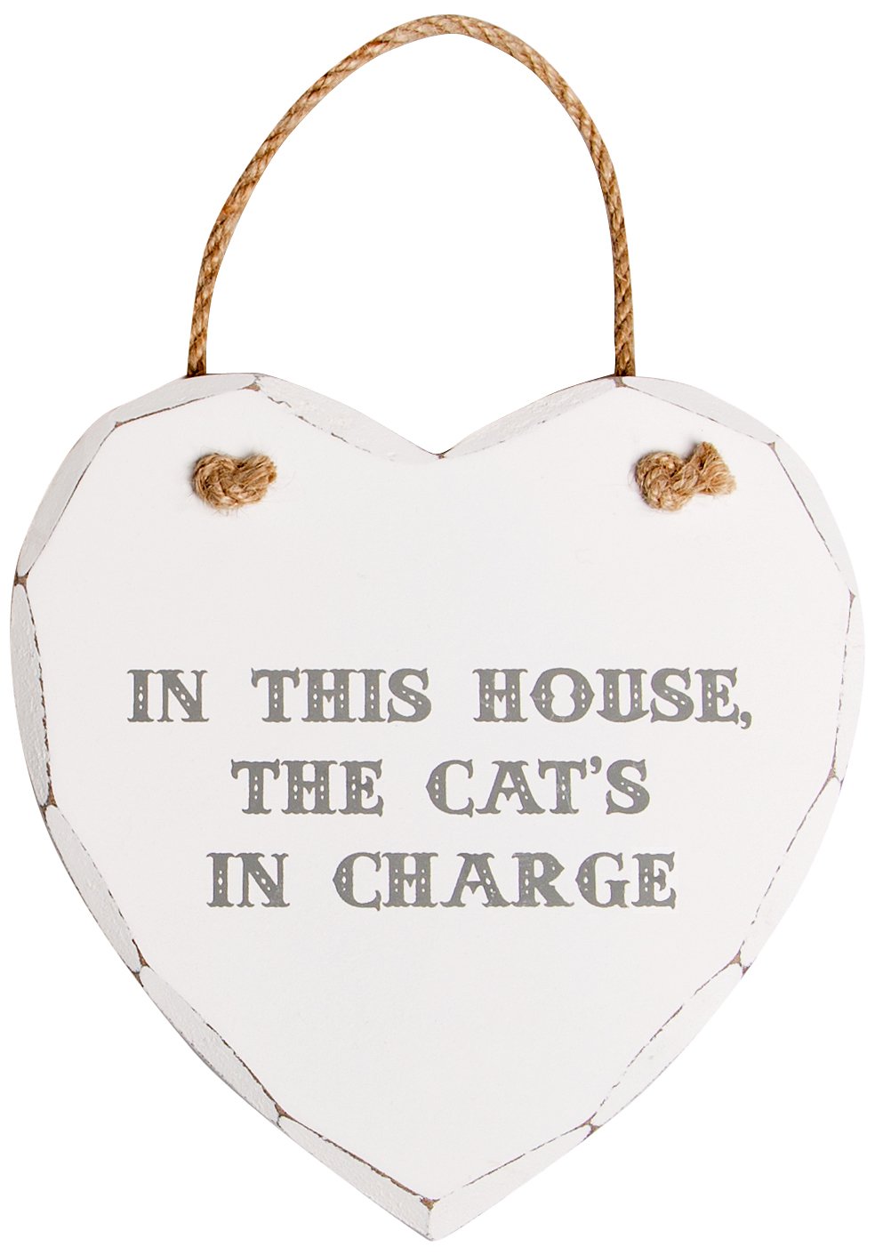Sass & Belle White In This House Cat Is In Charge Heart Plaque,