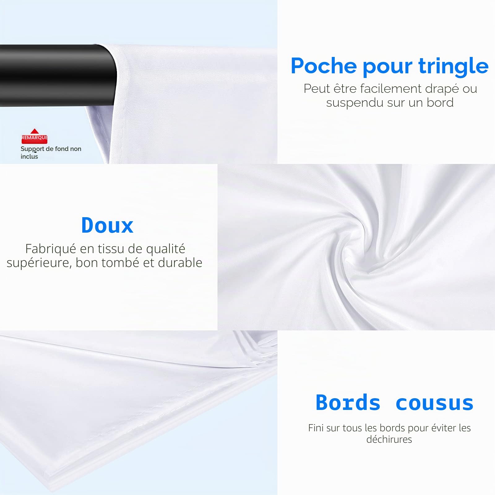 Neewer 9 x 13 Pieds / 2,8 x 4 mètres Fond de Photographie Photo Studio vidéo Toile de Fond en Polyester Écran de Fond, Support de Toile de Fond Non Inclus (Blanc)