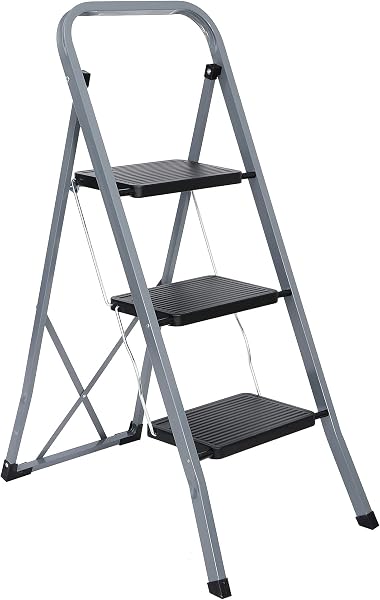 ZENY 3 Step Ladder with Anti-Slip Pedal and Handgrip