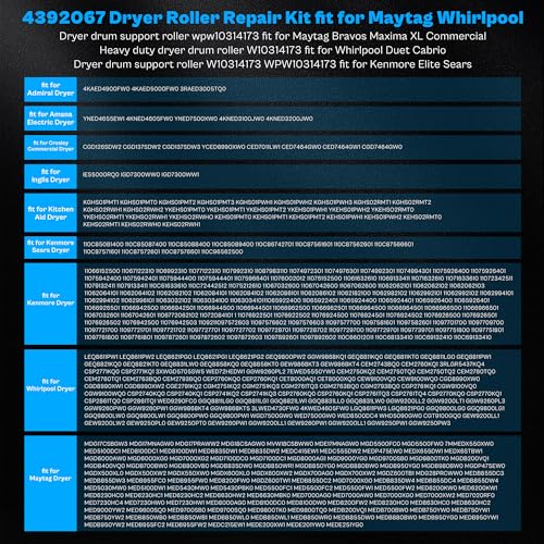 UPGRADED WPW10314173 4392067 MEDB835DW4 Dryer Repair Kit fit for Maytag Bravo Whirlpool Dryer Belt Drum Roller W10314171 MEDB835DW2 MEDB835DC4 MED3500FW1 80047 279640 W10837240 661570V LUXRILIX