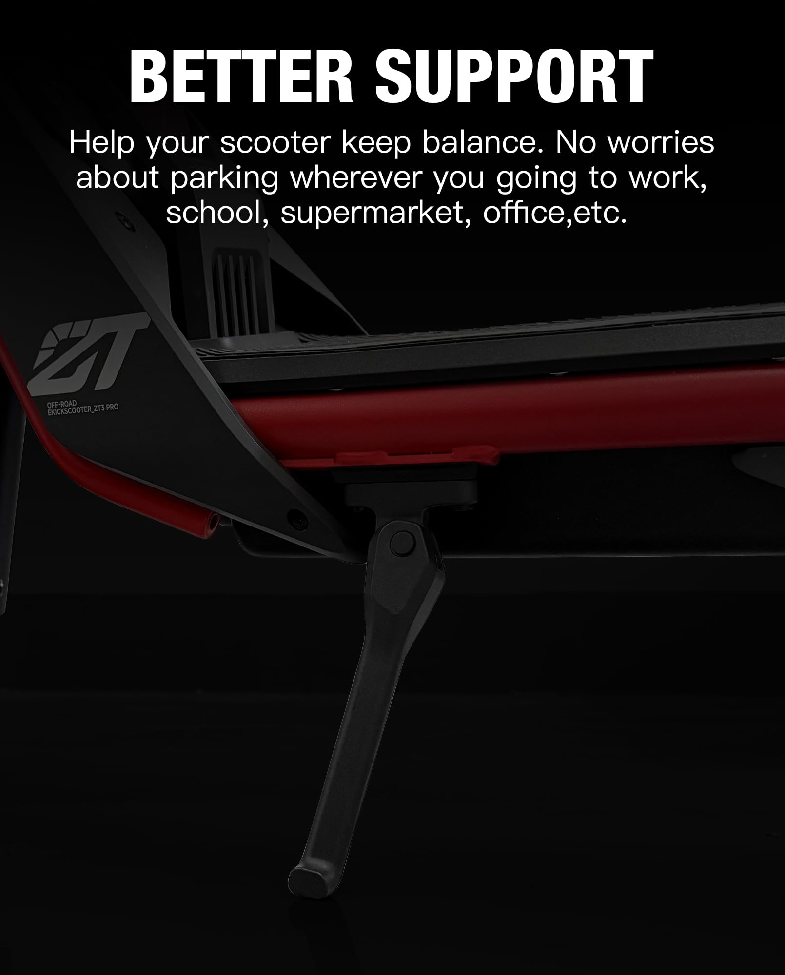 Béquille pour trottinette compatible avec Segway Ninebot ZT3 PRO ZT3 PROD ZT3 PROE KickScooter, béquille latérale en alliage d'aluminium, support de stationnement accessoires originaux
