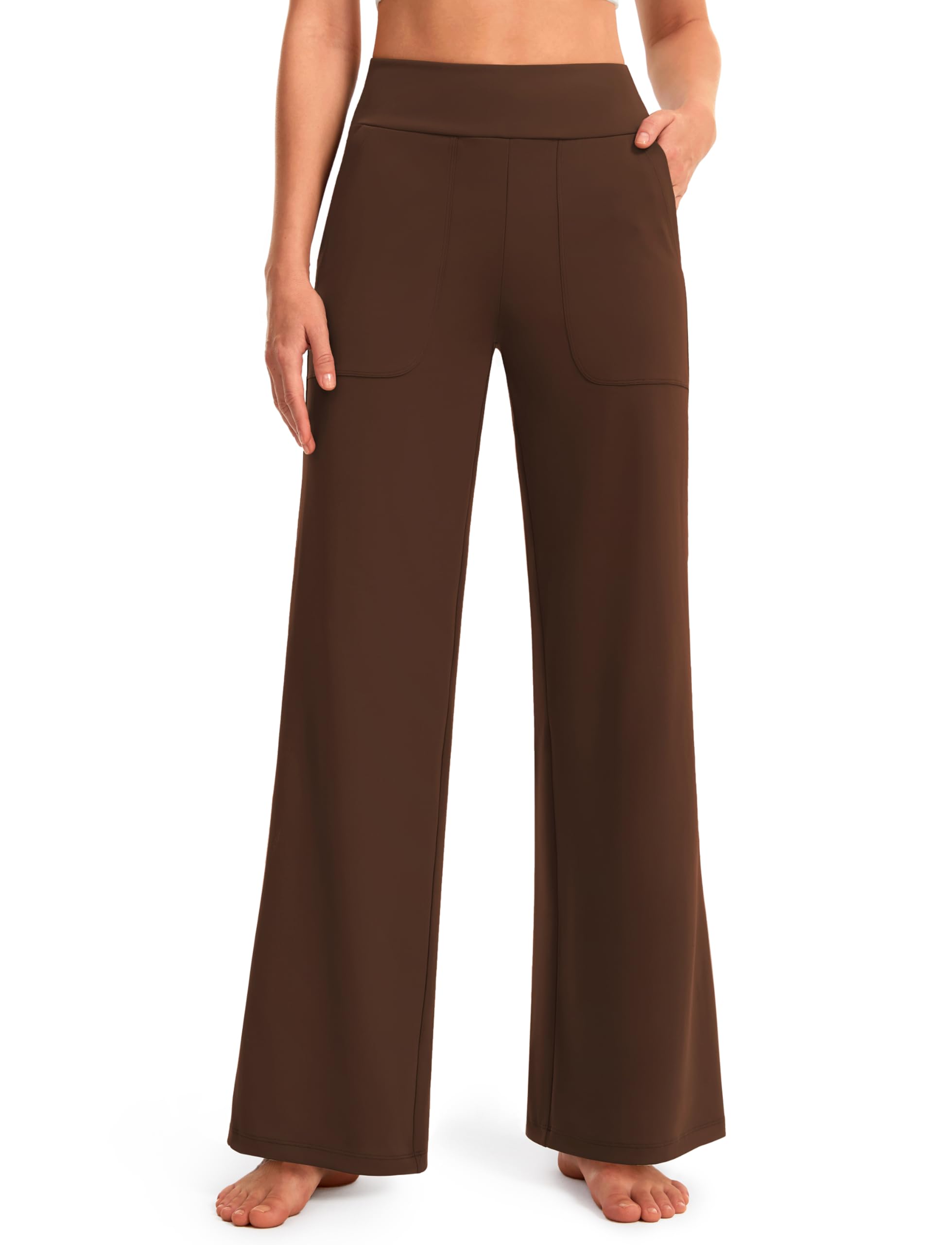 AFITNE Womens Wide Leg Yoga Pants with Pockets High Waist Stretch Dress Casual Pants Loose Lounge Sweatpants 28"/30"/32"