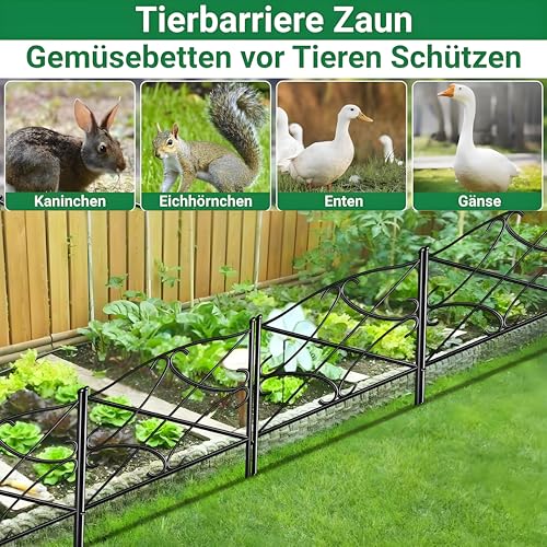 Amagabeli Garden Home 5PCS 60CM X 3M Beetzaun Metall Zaunelemente Dekorative Metall Gartenzäune Zaunelementen Gartenzaun Metall Zaun Garten Komplettset Zaun Metall Holz Draht Zäune Metall